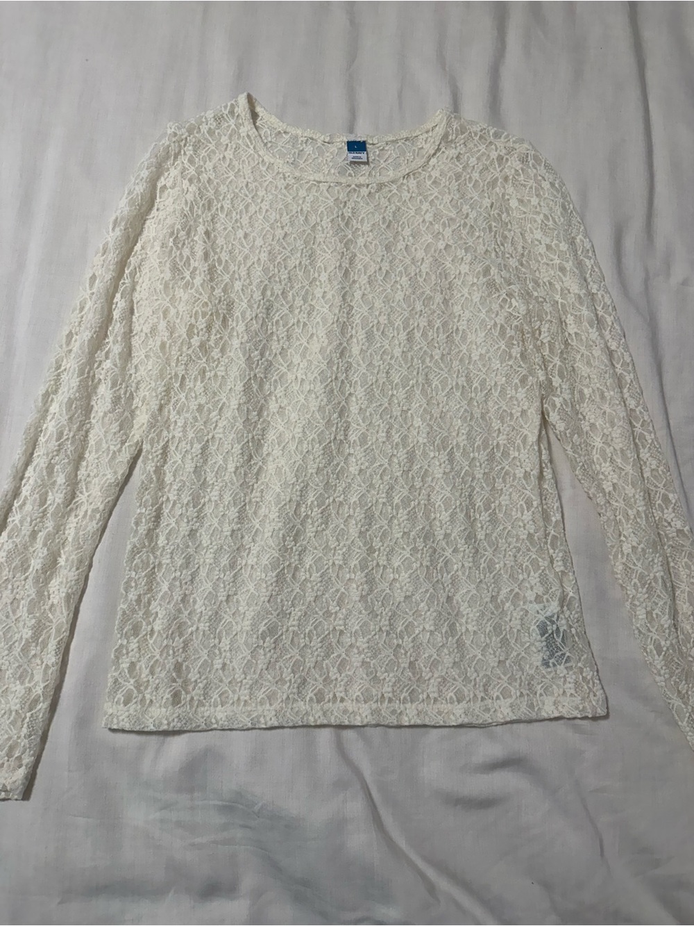Lace Sheer Long-Sleeve Top in Ivory by Old Navy